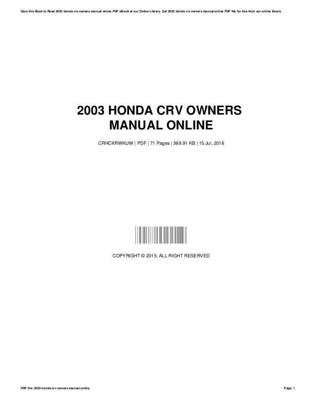 Honda crv owners manual 2011